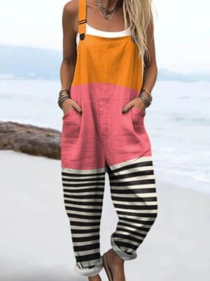 Women's Abstract Pattern Art Print Casual Wide Leg Jumpsuit