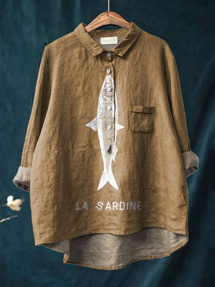 Sardine Fish Graphic Printed Women's Casual Shirt