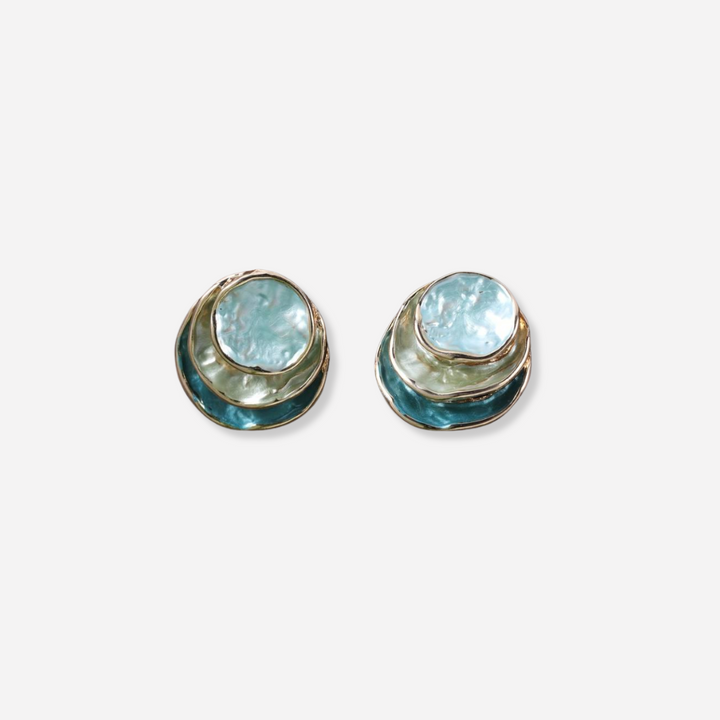 Ocean Hand-Painted Layered Hoop Earrings