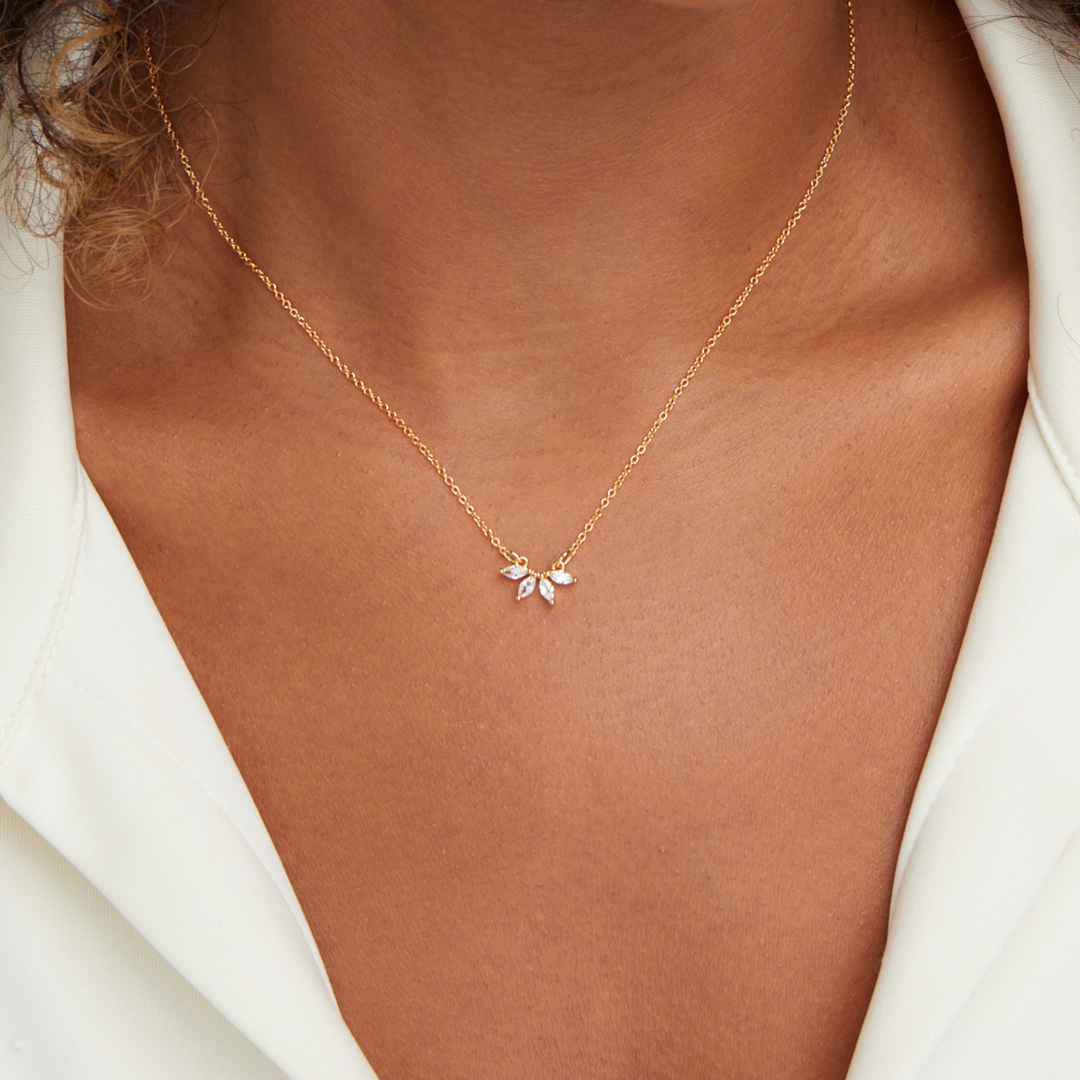 Luna Crystal Leaf Necklace